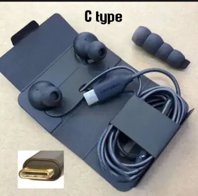 SAMSUNG AKG Handfree Original USB Type C in-Ear Earbud Headphones with Remote & Microphone for Music, Phone Calls, Work - Noise Isolating Deep Bass, includes Velvet Carrying Pouch - Black