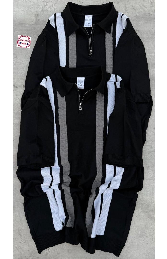 Pull rayé à col polo