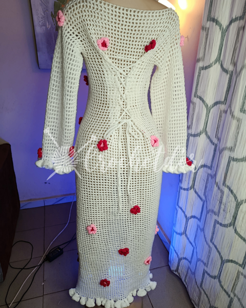 Robe Crochet Blanc Élégante
