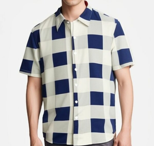 Berrykey Men's Hawaiian Ink Print Short Sleeve Beach Button