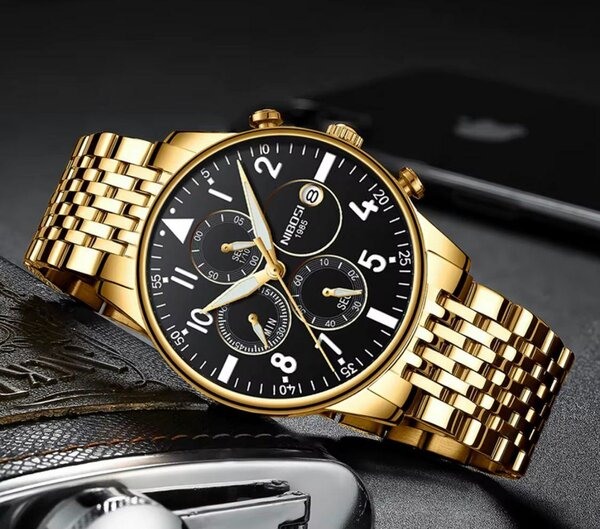 Montre Homme Dorée Élégante