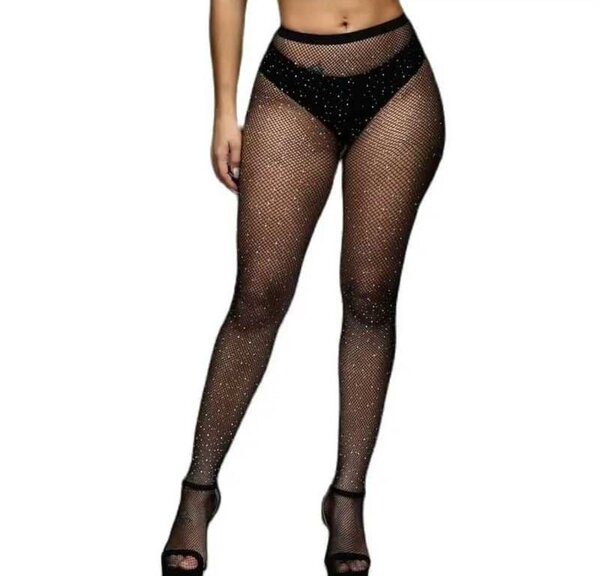 Collants résille à strass