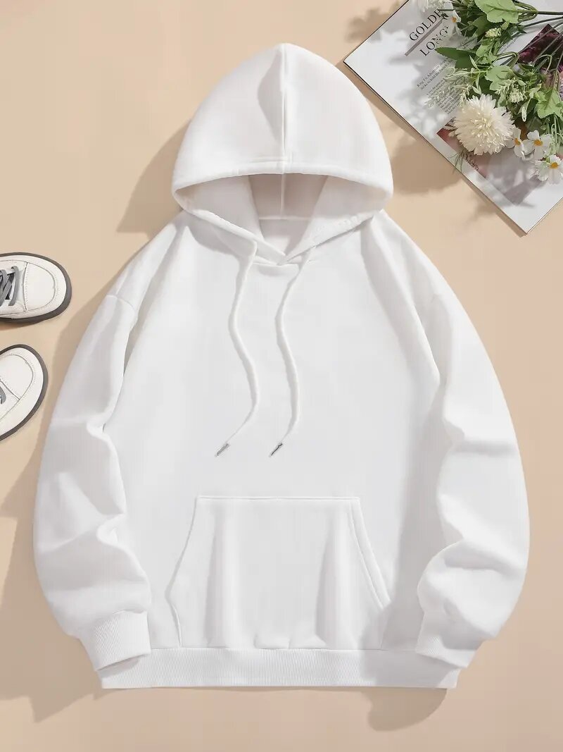 Sweat à capuche blanc unisexe