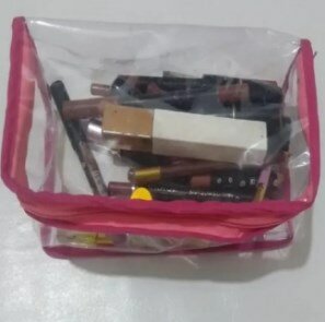 CUSTOMIZE Multi Purpose Cosmetic PVC Plastic Bag Organizer Storage Jewellery Vanity Box Makeup Kit (Transparent)