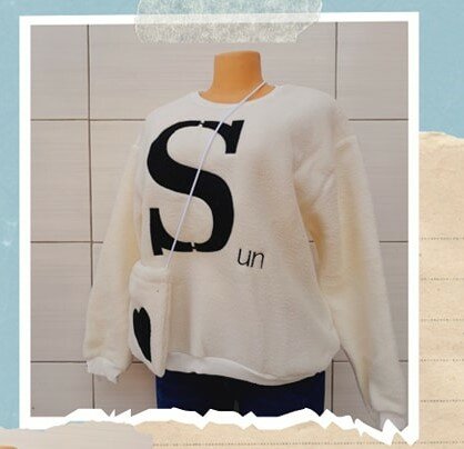 White sweatshirt + handbag  Sizes (L - 3XL)