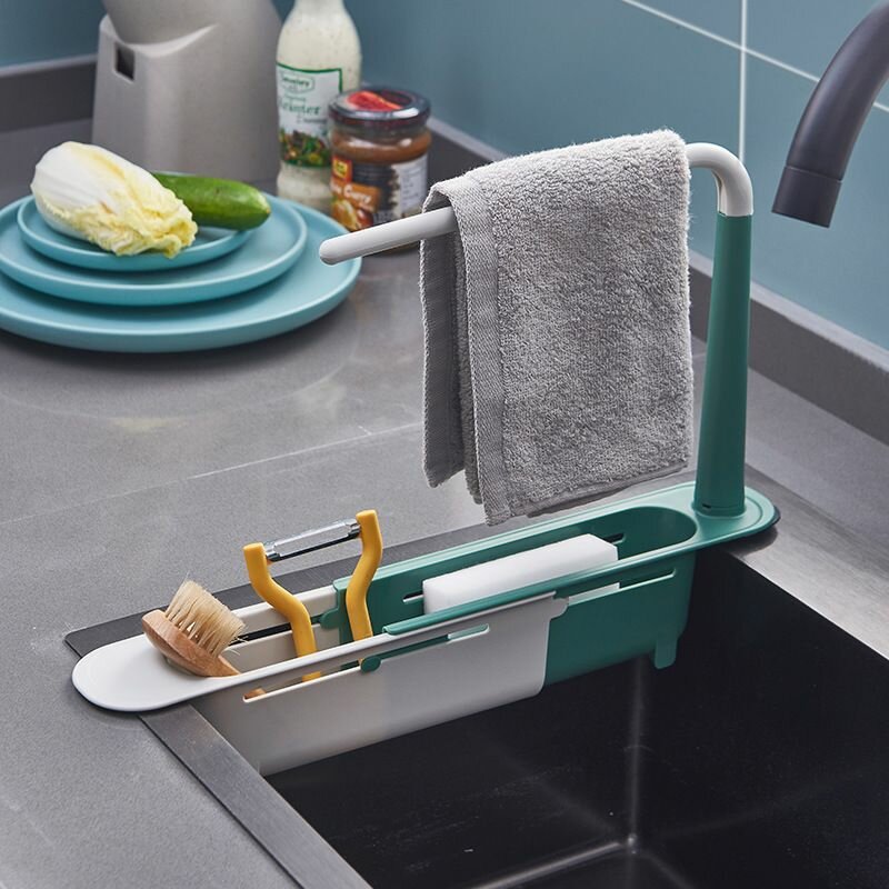 Adjustable plastic sink rack