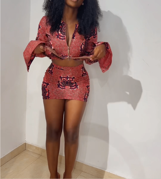 African Print Skirt Set