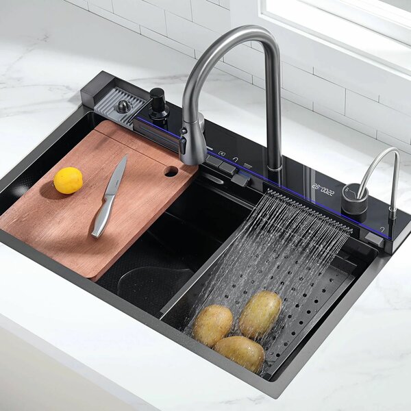 Waterfall Kitchen Sink With Digital LED Display