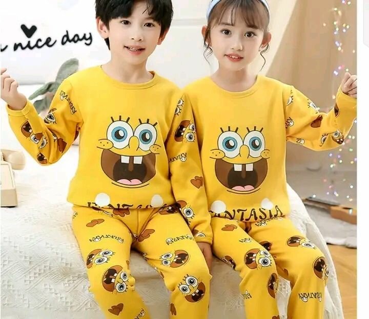 Long-sleeved pajamas for children.  Sizes 4 to 14.