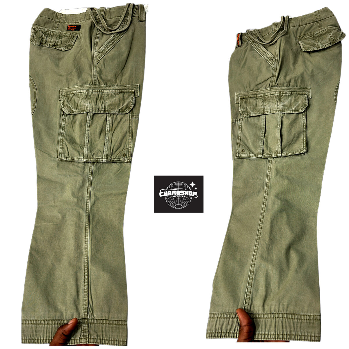 Pantalon cargo vert robuste
