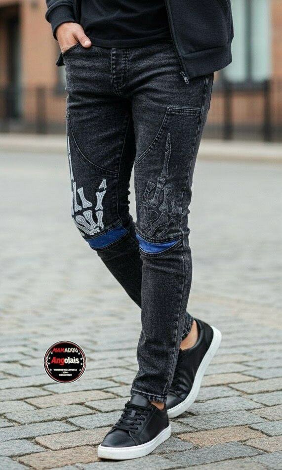 Jeans Slim Fit Homme Motif Stylé
