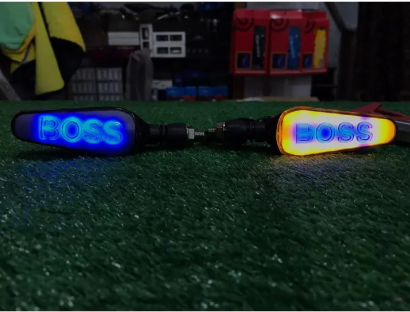 Bike Universal Indicator BOSS Style Blue Parking & Yellow Running Indicator Style 2 Pcs