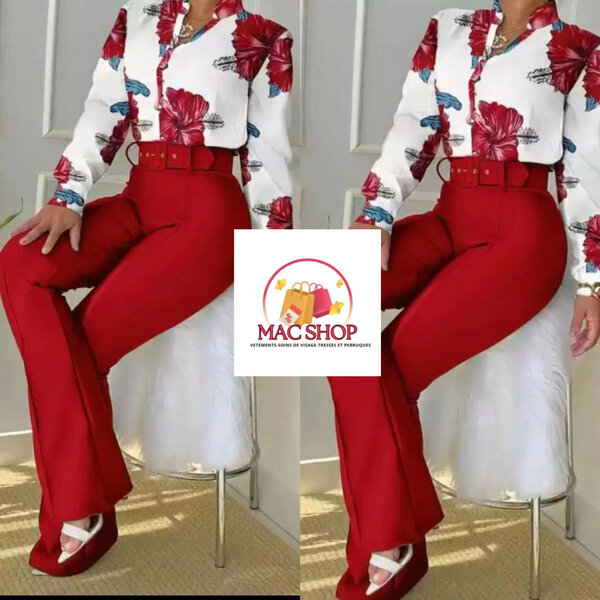 Ensemble élégant rouge floral