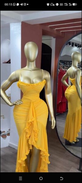 Robe élégante jaune femme