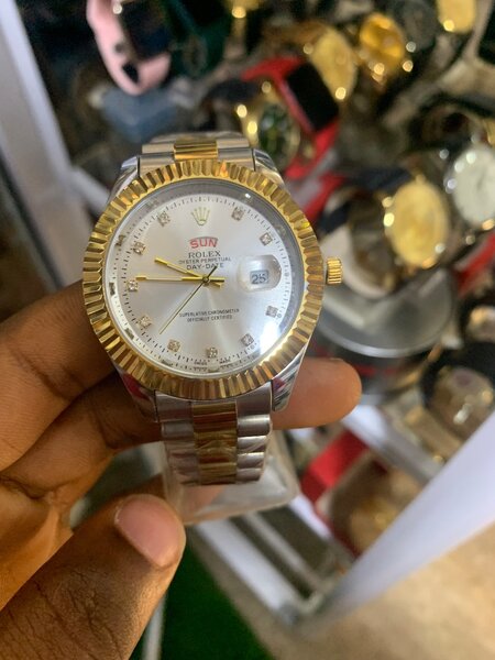 Rolex silver and gold wrist watch