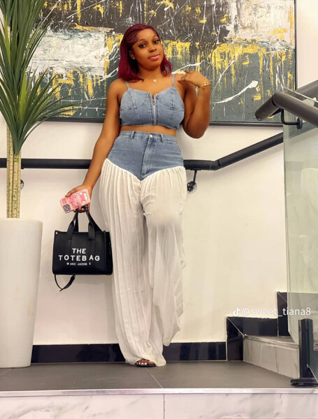 Ensemble élégant en jean et voile