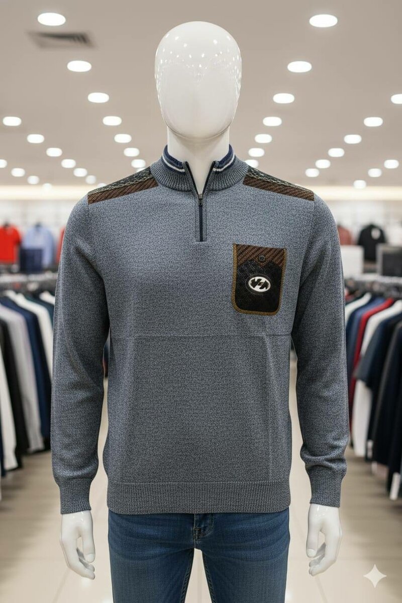 Pull homme à col zippé