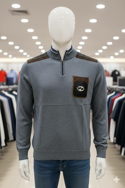 Pull homme à col zippé