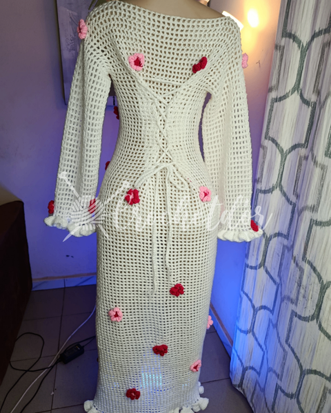 Robe Crochet Blanc Élégante
