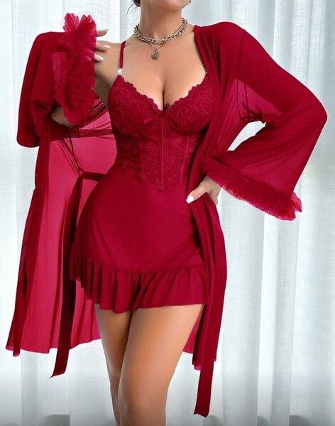 Ensemble Sexy en Dentelle Rouge