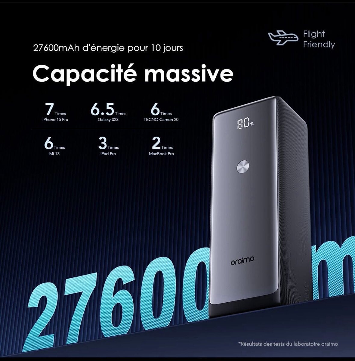 Batterie externe 27600mAh Oraimo