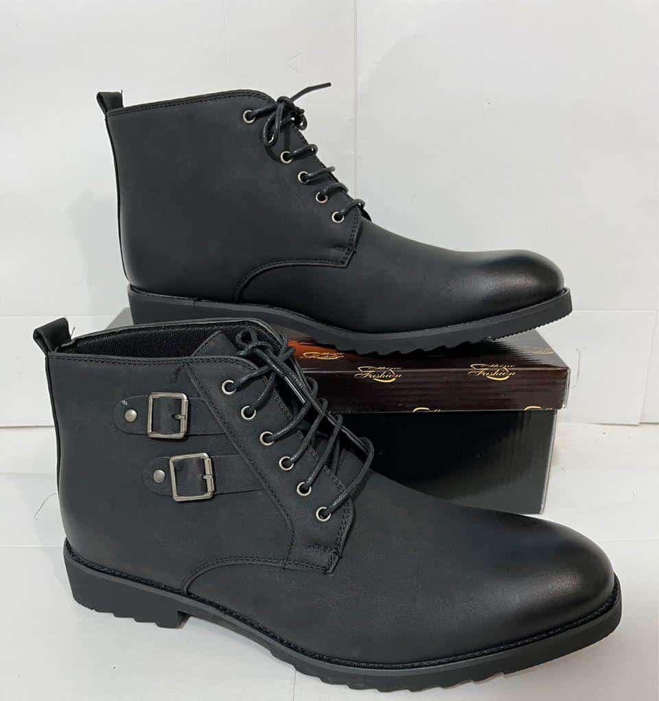 Men's leather boots,black Sizes: 40-45