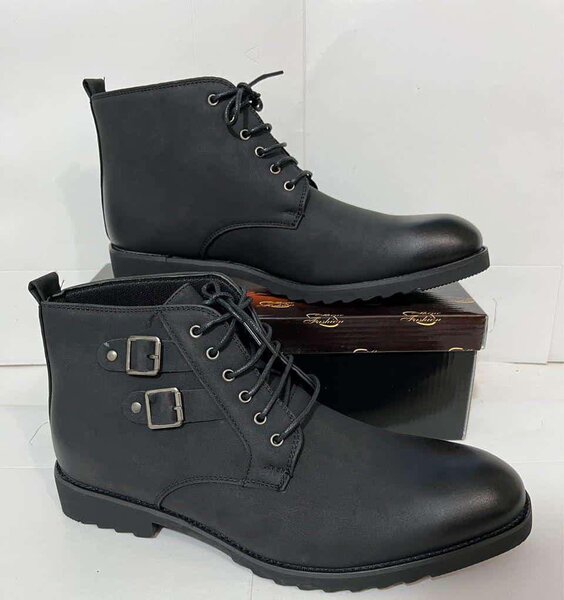 Men's leather boots,black Sizes: 40-45