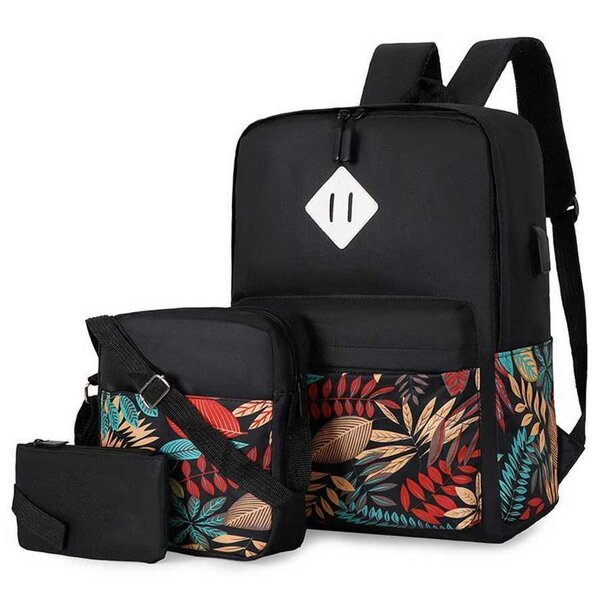 New Casual Print 3pcs Set Backpack   SKU: 565651