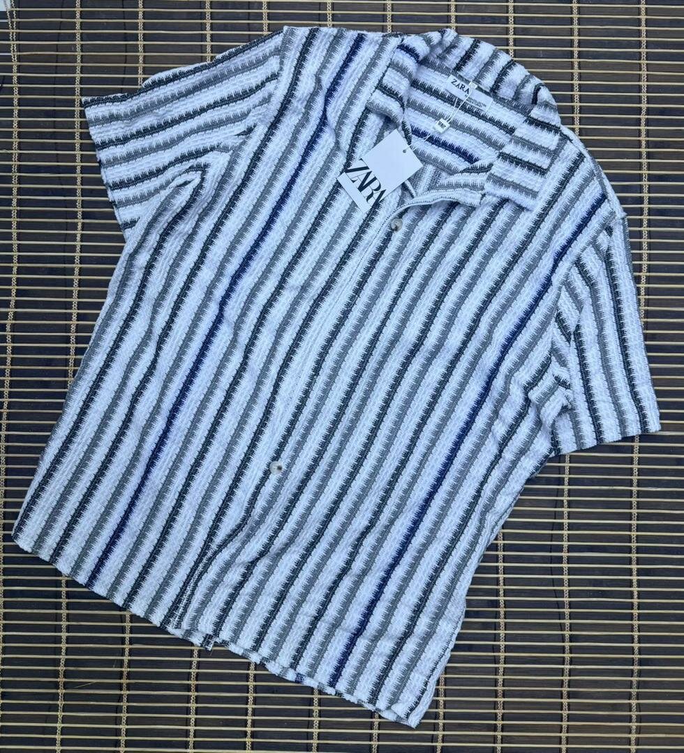 Chemise rayée en lin pour homme