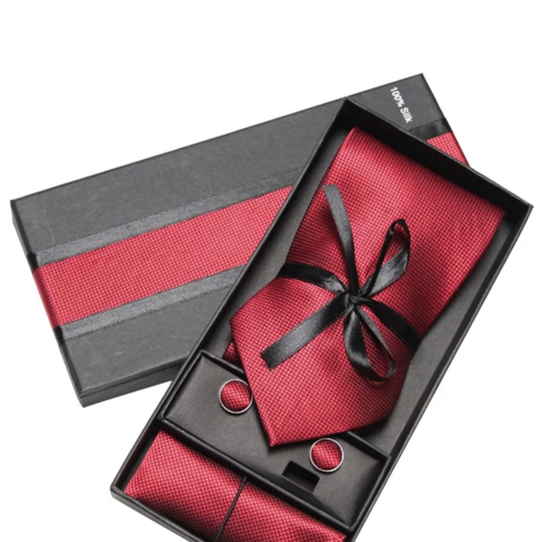Set cravate soie rouge élégant
