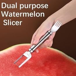 Melon Fork Slicer, Dual Head Watermelon Cubes Cutting Tool.