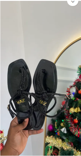 Angel Black Diamanté Thong Sandals