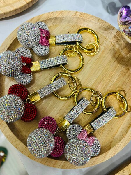 Women's keychain with rhinestones