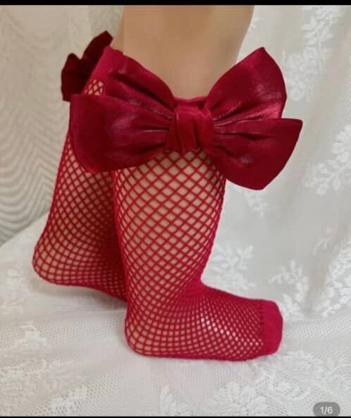 Chaussettes résille bébé avec nœud