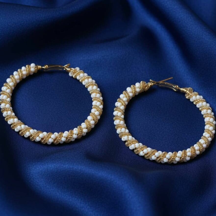 Boucles d'oreilles créoles perle