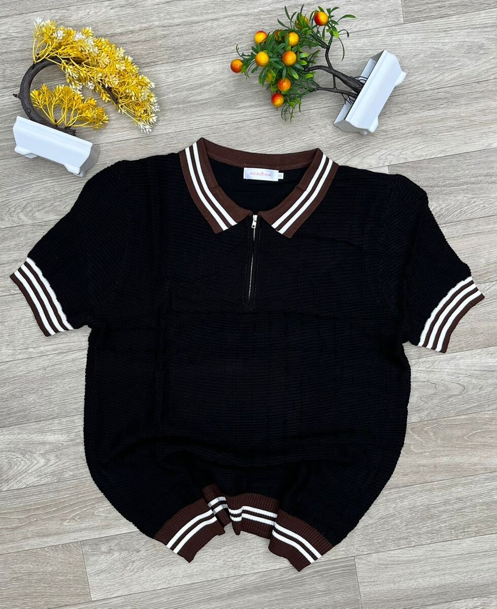 Polo en maille rayé homme