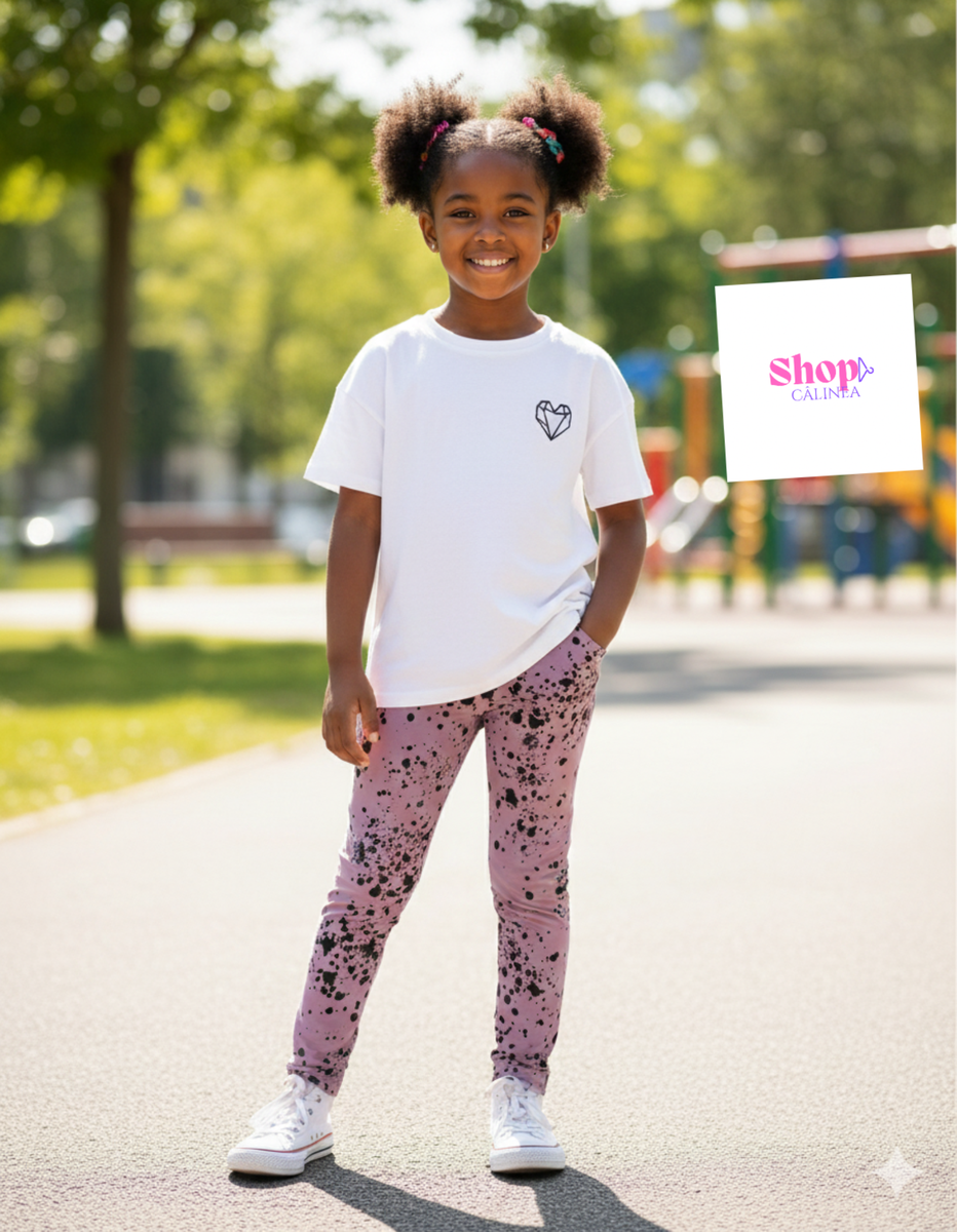 Leggings Enfant Violet Tacheté