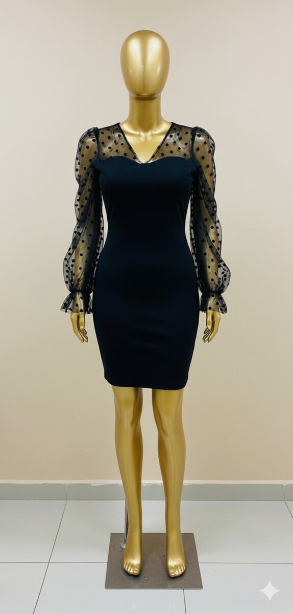 Robe noire élégante à manches