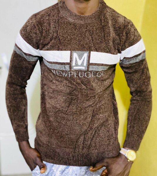 Pull en laine marron homme