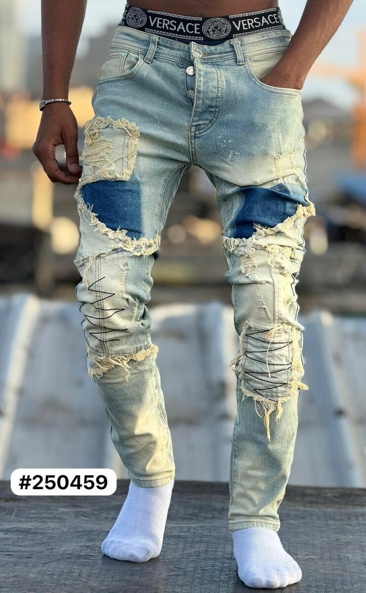 Jeans homme style moto Versace