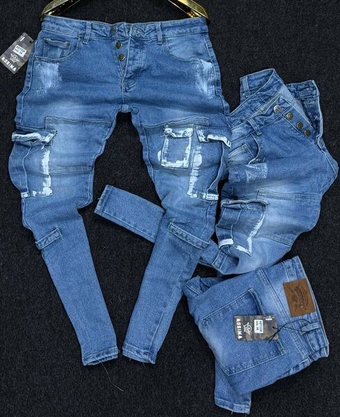 Men's Distressed Cargo Jeans