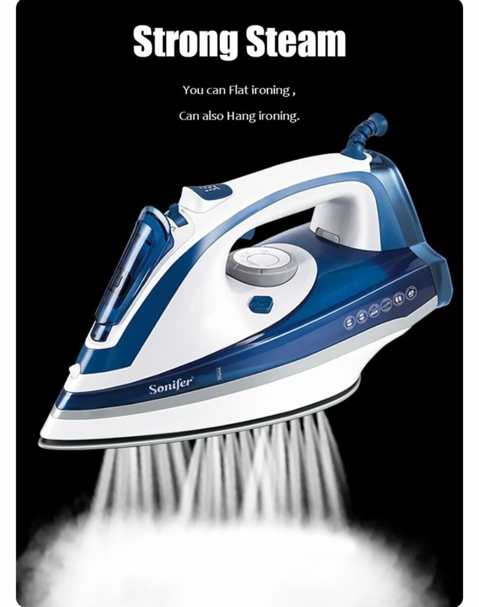 2200W ELECTRIC STEAM IRON WITH 400ML WATER TANK & CERAMIC