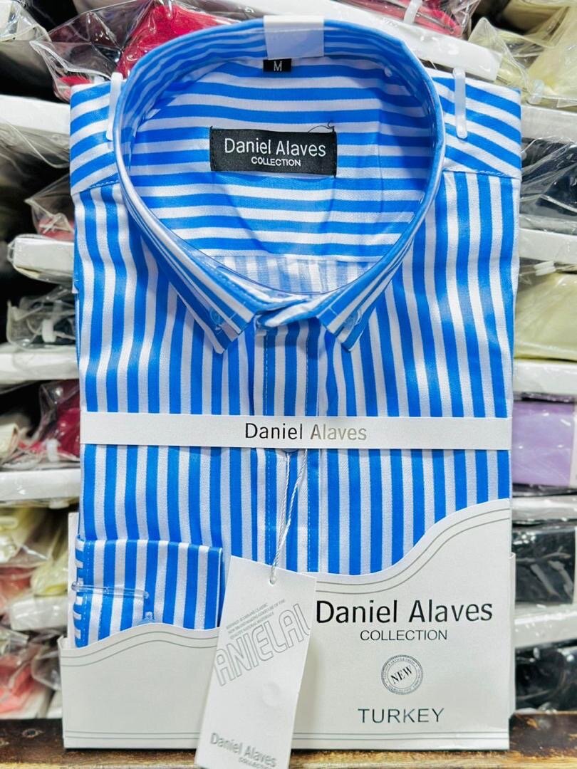 Chemise rayée bleue homme