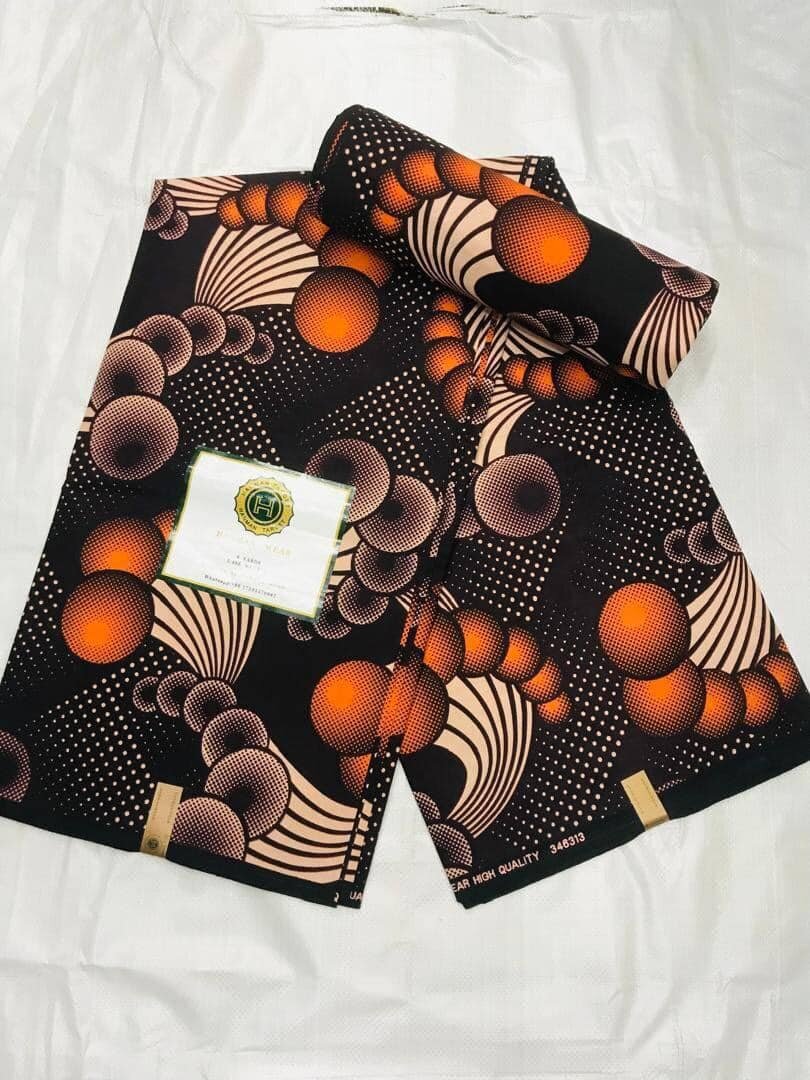 Tissu African print brun