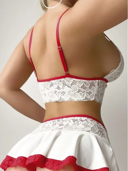 Ensemble lingerie blanche et rouge sexy