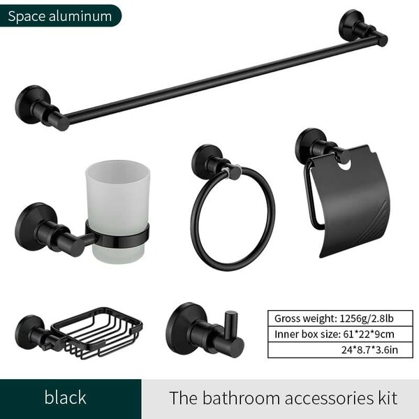Ensemble accessoires salle bain noir