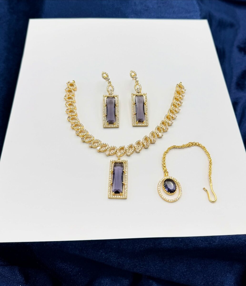 American Diamond 1 karat Necklace set 