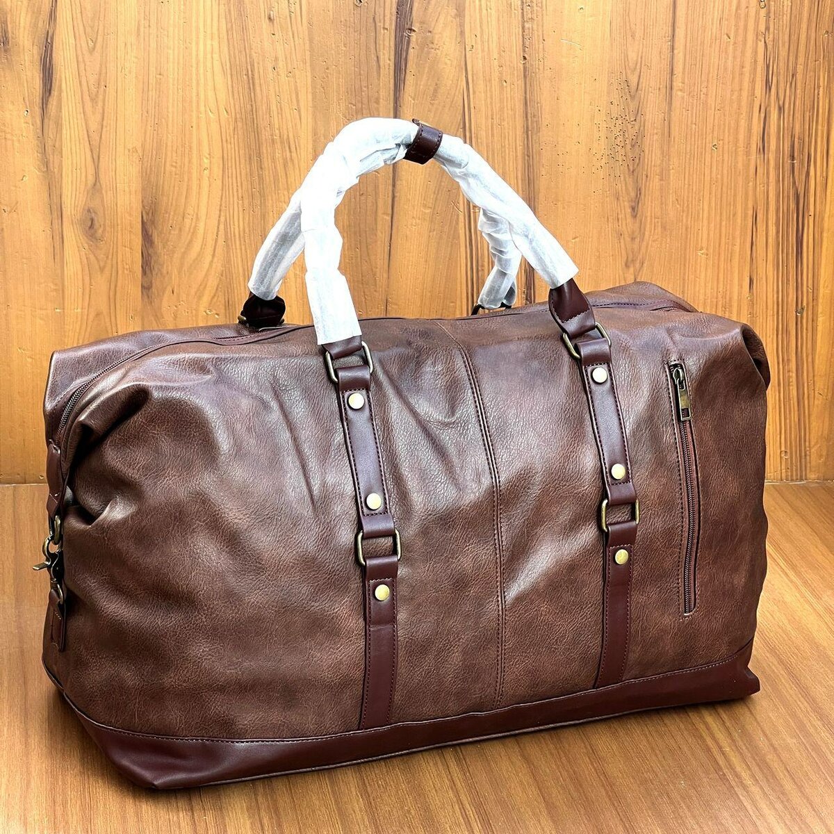 Leather duffel bags