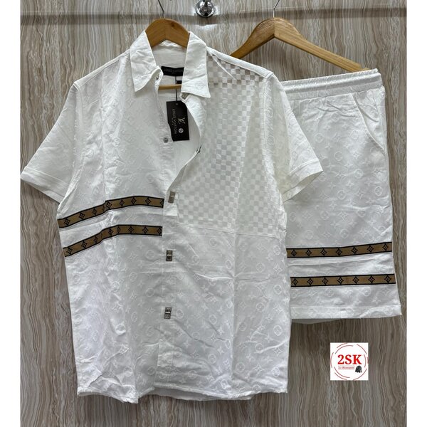 Ensemble chemise et short brodé homme