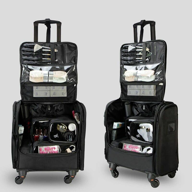 Professional cosmetic suitcase trolley cosmetic luggage bag